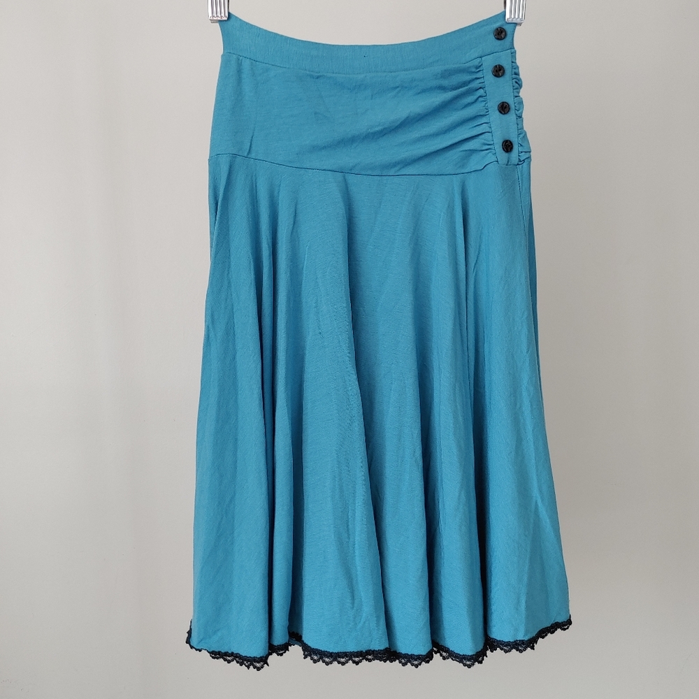 Ella Moss Skirt Jersey A-line Lace Trim Skirt Blue Size XS